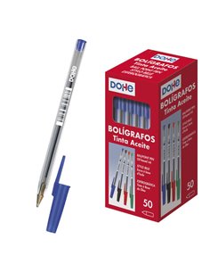 Dohe Boligrafos de Encre à Base de Aceite - Pointe de Bola de 1mm - Trait de 0.4mm - Corps Transparent et Capucha Ventilada