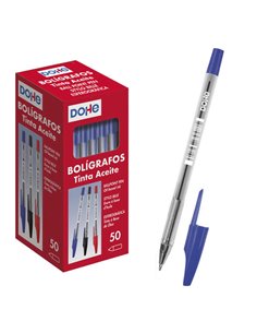 Dohe Boligrafos de Encre à Base de Aceite - Pointe de Bola Metalica de 1mm - Trait de 0.4mm - Corps Transparent et Capucha Venti