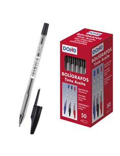 Dohe Boligrafos de Encre à Base de Aceite - Pointe de Bola Metalica de 1mm - Trait de 0.4mm - Corps Transparent et Capucha Venti