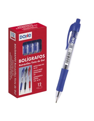 Dohe Boligrafos Retractiles de Encre de Gel Permanent - Pointe Bola de 0.7mm - Trait de 0.4mm - Résistant à l'eau - Corps de Pla