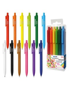 Dohe Pack de 12 Boligrafos Retractiles Toucher Soft - Pointe Bola Metalica de 1mm - Trait de 0,4mm - Encre du Couleur du Stylo à