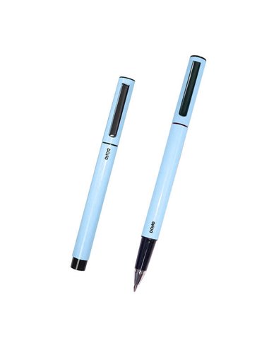 Dohe Boligrafos Elegantes de Metal Léger - Corps Ovalado Bleu Ergonomique - Capucha Avec Clip - Fabricados en Aluminium - Encre 