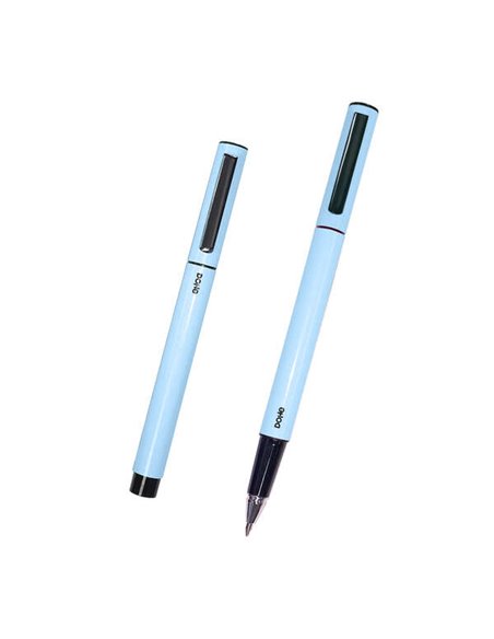 Dohe Boligrafos Elegantes de Metal Léger - Corps Ovalado Bleu Ergonomique - Capucha Avec Clip - Fabricados en Aluminium - Encre 