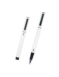 Dohe Boligrafos Elegantes de Metal Léger - Corps Ovalado Blanc - Ergonomicos et Deslizamiento Perfecto - Capucha Avec Clip - Fab