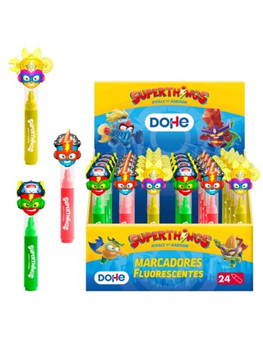 Dohe Superthings Présentoir Avec 24 Marcadores Fluorescentes - Pointe Biselada - Alto Resalte - Couleurs assorties
