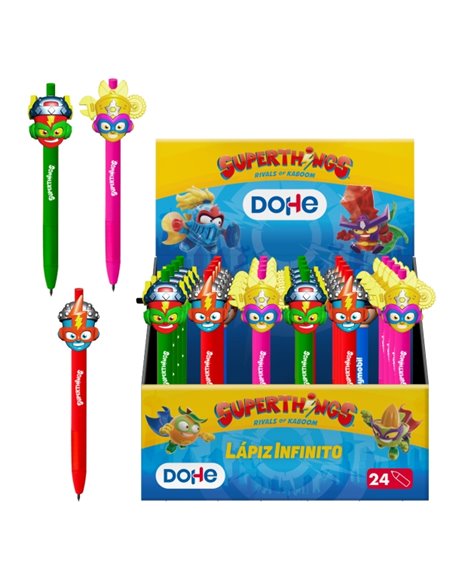 Dohe Superthings Présentoir Avec 24 Lapices Infinitos - Pointe Retractil - Couleurs assorties