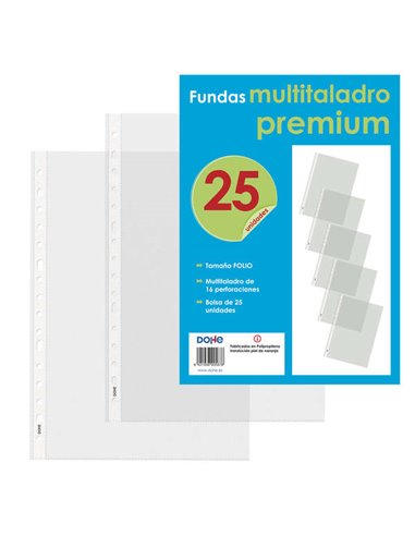 Dohe 25 Fundas Multitaladro Premium Avec 16 Perforaciones - Polipropileno Rugoso