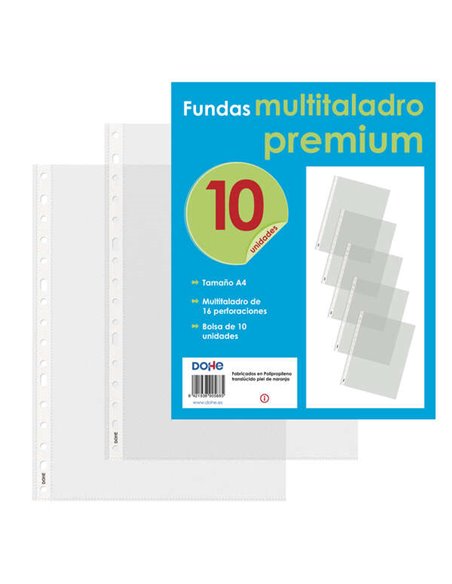 Dohe 10 Fundas Multitaladro Premium Avec 16 Perforaciones - Polipropileno Rugoso