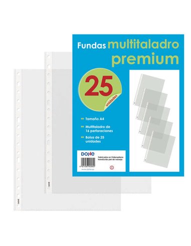 Dohe 25 Fundas Multitaladro Premium Avec 16 Perforaciones - Polipropileno Rugoso