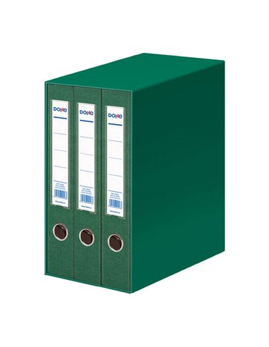 Dohe Modulo de 3 Archivadores A4 Lomo Estrecho Avec Ollao et Rado - Carton Forrado Avec Polipropileno - Cantoneras Metalicas - P