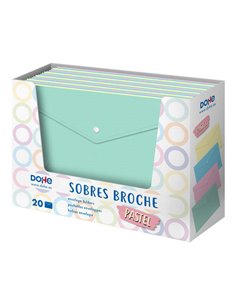Dohe Présentoir de 20 Sobres Broche Taille Folio - 200 Micras - Couleurs assorties