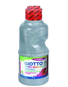 Giotto Extra Quality Glitter Tempera - 250ml - Lispa Pour le Usage - Botella Bio Pet - Couleur Argent