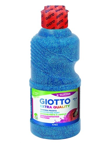Giotto Extra Quality Glitter Tempera - 250ml - Lispa Pour le Usage - Botella Bio Pet - Couleur Cyan