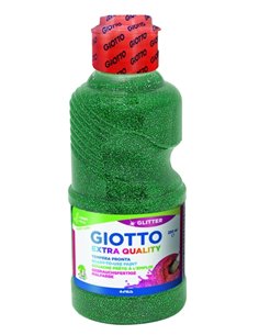 Giotto Extra Quality Glitter Tempera - 250ml - Lispa Pour le Usage - Botella Bio Pet - Couleur Vert