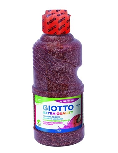 Giotto Extra Quality Glitter Tempera - 250ml - Lispa Pour le Usage - Botella Bio Pet - Couleur Bronce