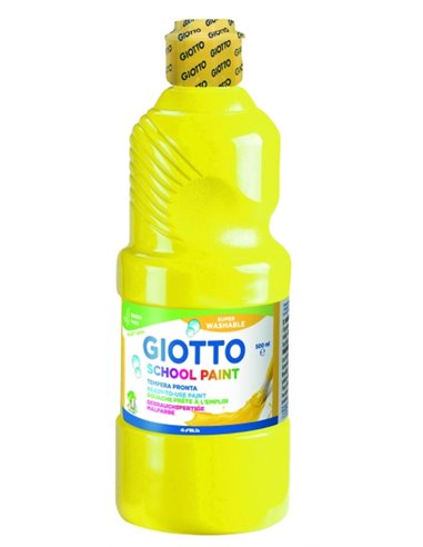 Giotto School Paint Tempera - 500ml - Lista Pour le Usage - Super Lavable - Botella Bio Pet - Couleur Jaune Primario