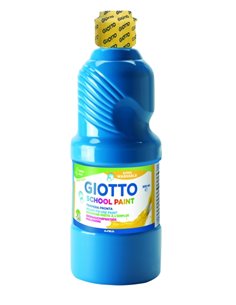 Giotto School Paint Tempera - 500ml - Lista Pour le Usage - Super Lavable - Botella Bio Pet - Couleur Cyan