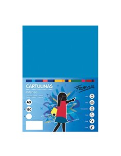 Fabrisa Pack de 25 Cartulinas 180 g/m² - Taille A3 - Couleur Bleu Medio
