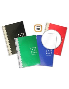 Golden Cahier Spirale Folio 80 Feuilles 60grs 1 Raya - Margen Remarcado - Couvercle Extradura - Couleurs assorties