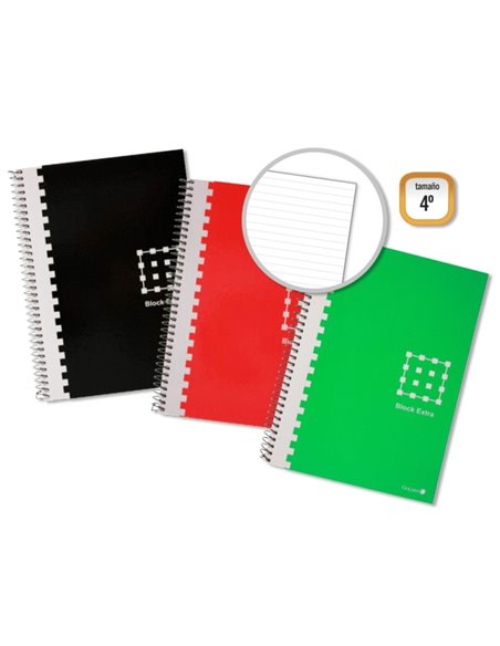 Golden Cahier Spirale 4º 80 Feuilles 60grs 1 Raya - Margen Remarcado - Couvercle Extradura - Couleurs assorties