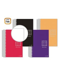 Golden Cahier Spirale Folio 80 Feuilles 60grs Liso - Margen Remarcado - Couvercle Extradura - Couleurs assorties