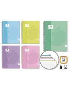 Golden Extra Cahier Spirale A4 80 Feuilles 90grs Cuadricula 5x5 - Feuilles Microperforadas Avec Banda de Couleur - Couvercle Ext