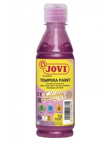 Jovi Glitter Tempera Liquida Base Eau 250ml - Particulas de Purpurina - Excelente Rendimiento - Séchage rapide - Fluidez Optima 