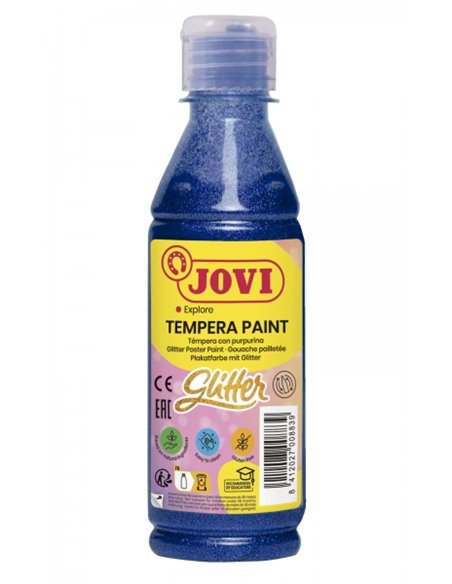 Jovi Glitter Tempera Liquida Base Eau 250ml - Particulas de Purpurina - Excelente Rendimiento - Séchage rapide - Fluidez Optima 