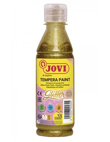 Jovi Glitter Tempera Liquida Base Eau 250ml - Particulas de Purpurina - Excelente Rendimiento - Séchage rapide - Fluidez Optima 