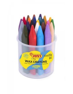 Jovi Jumbo Easy Grip Bote de 24 Ceras Triangulares - No Manchan - Super Résistant - Agarre Facile - Trait Doux - Adapté Pour Sac