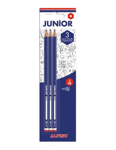 Alpino Junior Blister de 3 Lapices de Grafito HB Avec Cabecilla - Espacio Pour le Nombre