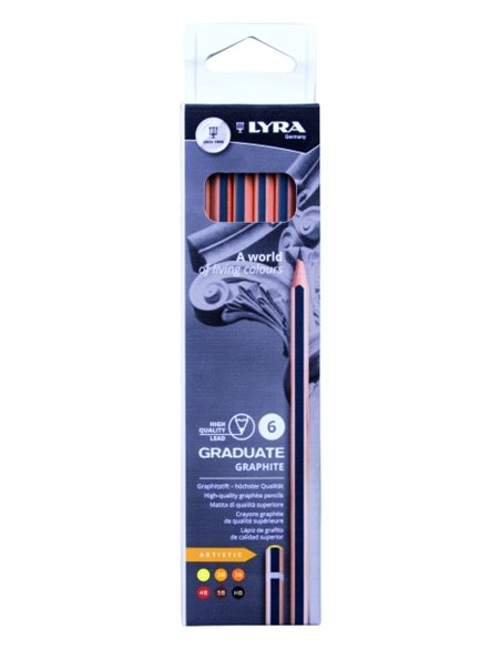 Lyra Graduate Artistic Pack de 6 Lapices de Grafito - Graduaciones Surtidas - Couleur Noir