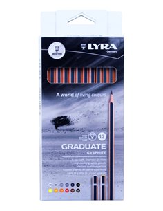 Lyra Graduate Pack de 12 Lapices de Grafito - Graduaciones Surtidas - Couleur Noir
