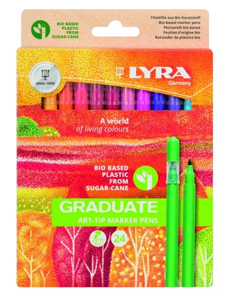 Lyra Graduate Art Tip Pack de 24 Feutres - Couleurs assorties
