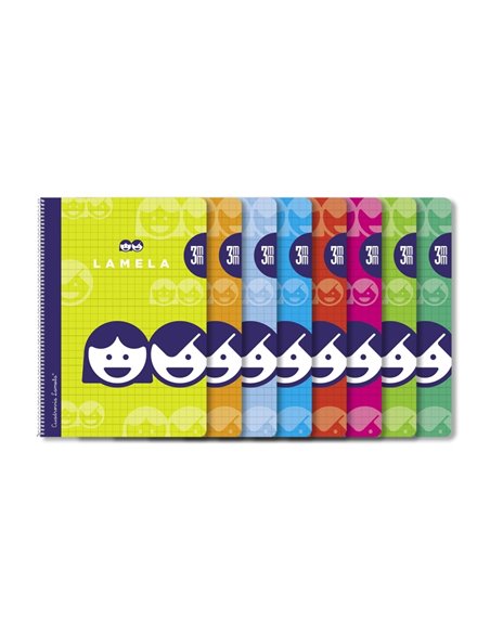 Lamela Pack de 10 Cuadernos de Spirale Avec 40 Feuilles de 70g/m2 Avec Margen - Format Cuarto - Pauta Cuadrovia de 3mm - Cubiert