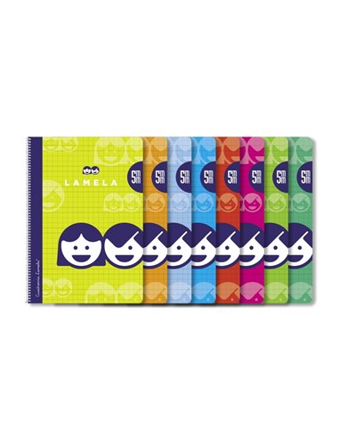Lamela Pack de 10 Cuadernos de Spirale Avec 40 Feuilles de 70g/m2 Avec Margen - Format Cuarto - Pauta Cuadrovia de 5mm - Cubiert