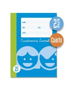 Lamela Recambio Pour Anillas Avec 100 Feuilles de 70g/m2 Avec Margen - Format Cuarto - Pauta Cuadrovia de 2.5mm - Papier Offset 