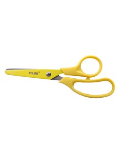 Milan Basic Colours Ciseaux de 13.4cm - Mango Ergonomique - Pointe Redondeada - Feuille de Acier Inoxydable - Couleur Jaune