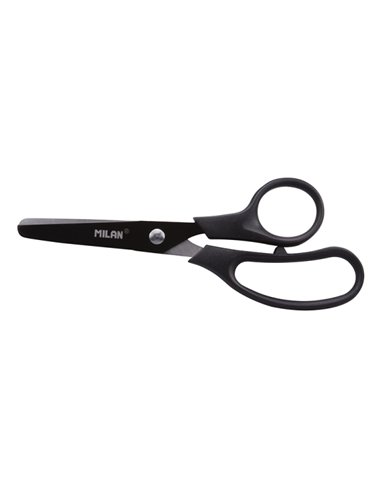 Milan Basic Colours Ciseaux de 13.4cm - Mango Ergonomique - Pointe Redondeada - Feuille de Acier Inoxydable - Couleur Noir
