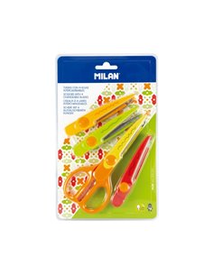 Milan Ciseaux Zig-Zag Avec 4 Feuilles Intercambiables - Recubierta de Plastico - Diferentes Patrones - Multicolor