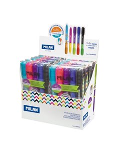 Milan Sway Combi Duo Présentoir Avec 10 Estuches de 5 Boligrafos de Bola Retractiles - Pointe Ronde 1mm - Double Pointe Intercam