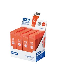 Milan Présentoir Avec 24 Cajas de 12 Minas 0.5mm - Dureza HB - Couleur Orange