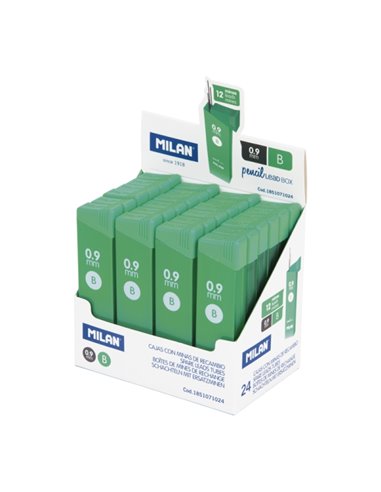 Milan Présentoir Avec 24 Cajas de 12 Minas Grafito 0.9mm - Dureza B - Couleur Gris Foncé