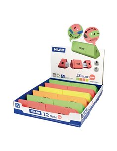 Milan Slide Fluo Présentoir Avec 12 Sacapuntas - Couleurs assorties