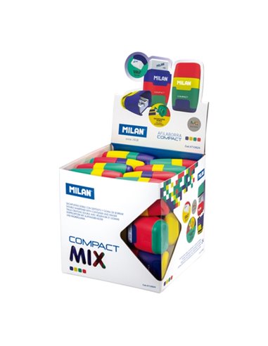 Milan Compact Mix Présentoir Avec 24 Afilaborras - Goma Miga de Pan - Deposito Intégré - Cuchilla de Acier de Sécurité - Couleur