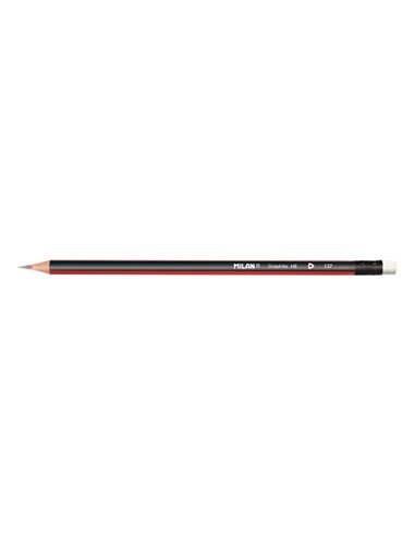 Milan Lapices de Grafito HB - Avec Goma - Triangular - Couleur Rouge