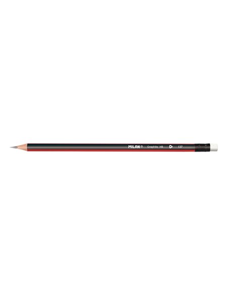 Milan Lapices de Grafito HB - Avec Goma - Triangular - Couleur Rouge