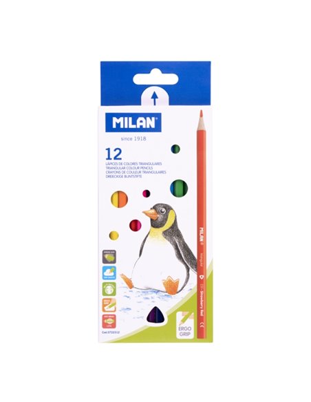 Milan Pack de 12 Lapices de Couleurs - Triangulares - Couleurs assorties
