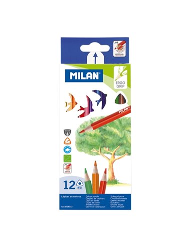 Milan Pack de 12 Lapices de Couleurs - Triangulares - Couleurs assorties