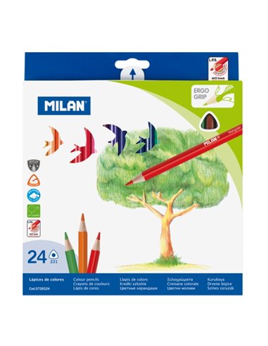 Milan Pack de 24 Lapices de Couleurs - Triangulares - Couleurs assorties
